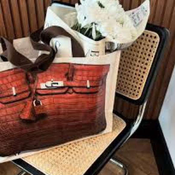 Croc "Print" Reusable Shopping Tote in Brown - Picture 9 of 13